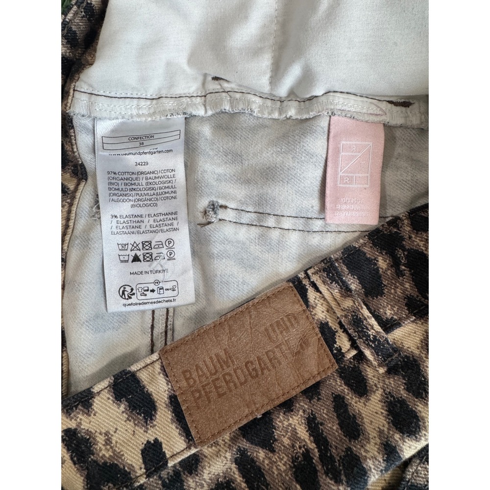 BAUM PFERDGARTEN Leopard Print Wide Leg Cropped Jeans Women Size 36 - Picture 4 of 4